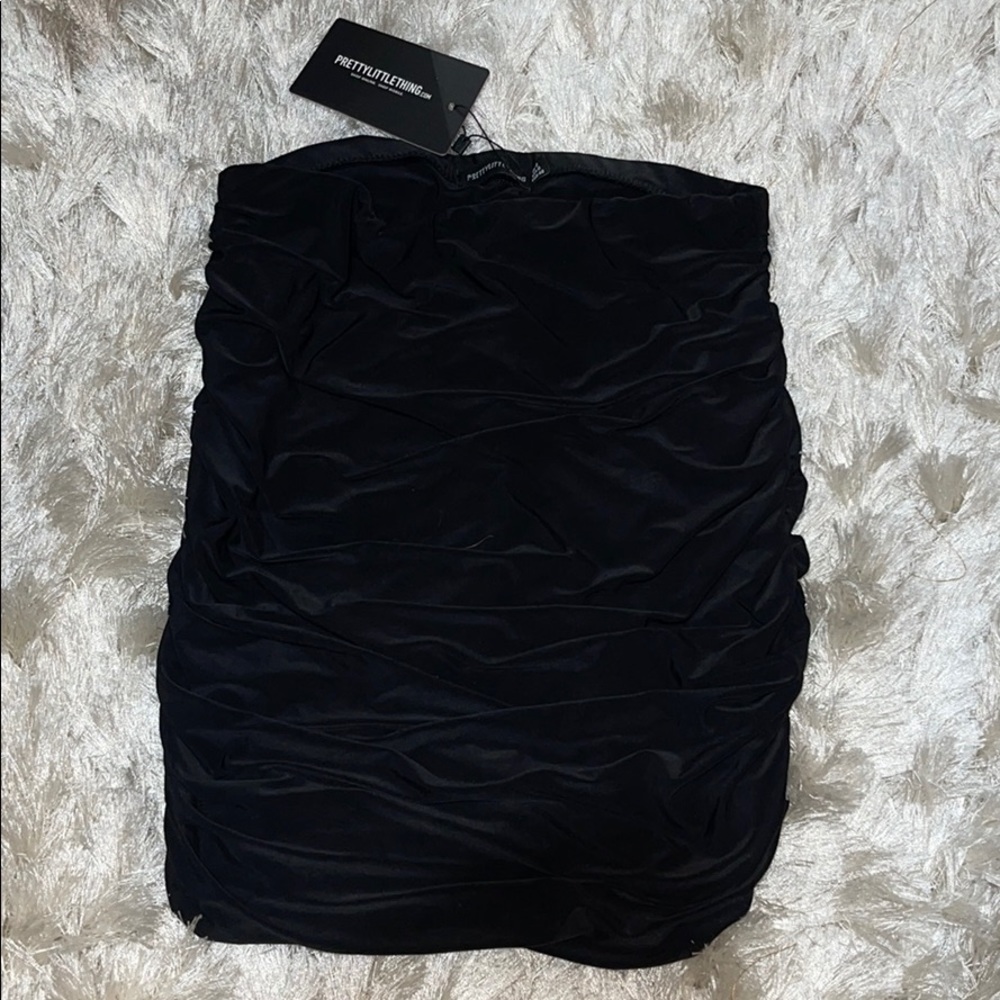Black Slinky Rouched PLT skirt